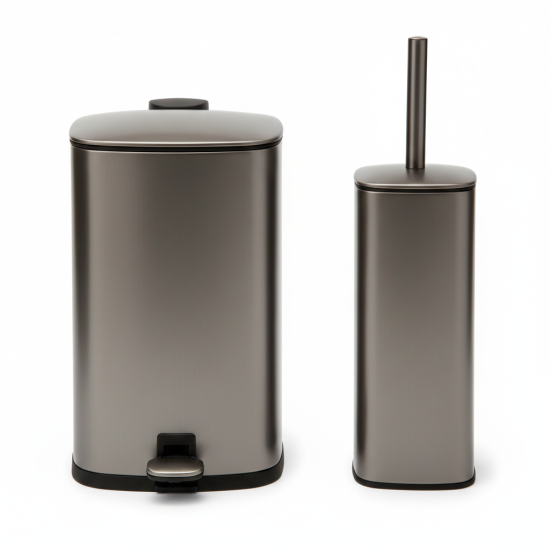 Trash Can & Toilet Brush Set